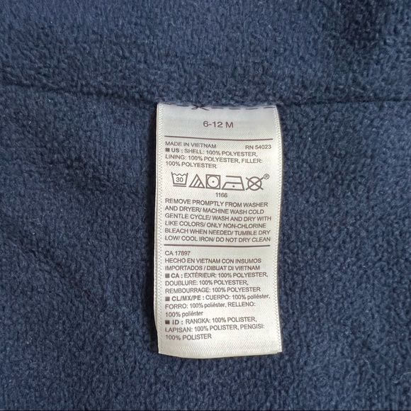 Old Navy Blue Puffer Vest, Size 6-12 months - Picture 3 of 4